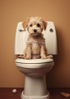 Puppy on the toilet