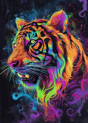 Neon Painted Tiger