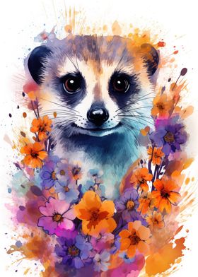 Meerkat with Flowers