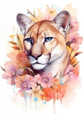 Puma with Flowers
