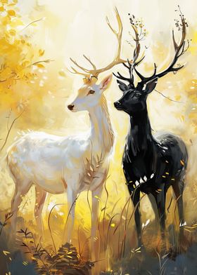 Contrasting Deer Duo
