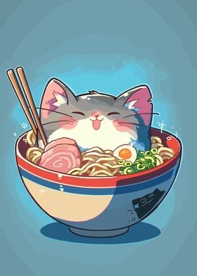 Anime Ramen Noodle Cat