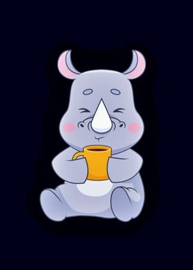 Cute Coffee Loving Rhino