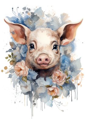 Pig with Flowers