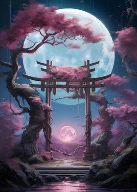 Japanese Gate Moonlight