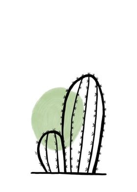 Cactus green watercolor 