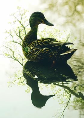 Duck Reflexion on Lake