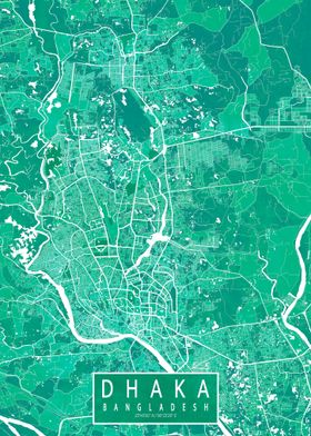 Dhaka City Map Watercolor