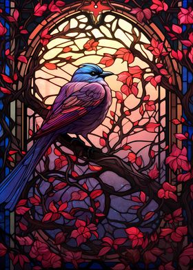 Raven Stained Glass Style