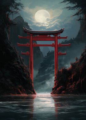 Japanese Gate Moonlight