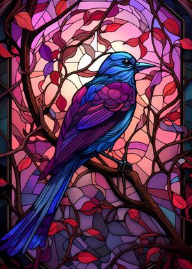 Raven Stained Glass Style