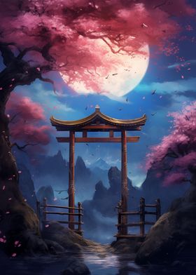 Japanese Gate Moonlight