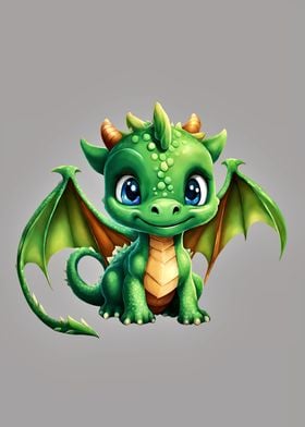 Cute Green Baby Dragon