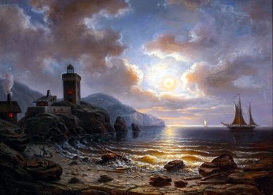 Coast at Night Lighthouse