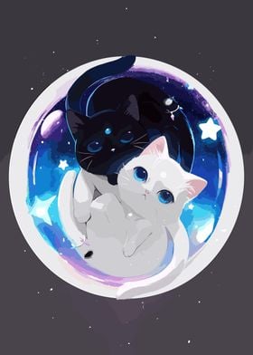 Anime Space Cats Duo