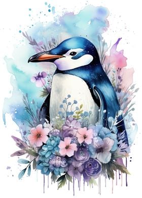 Penguin with Flowers