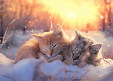 Cute kittens sleeping
