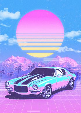 Vapor Wave Super Car 