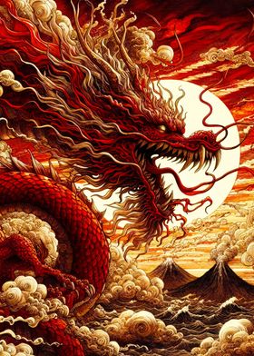 Red Dragon over Mountain