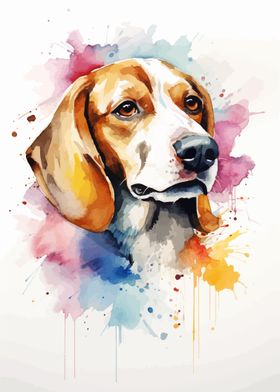 Beagle dog watercolor