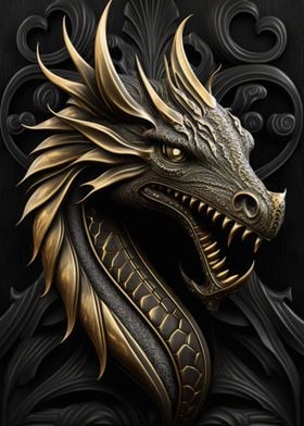 Dragon Head Gold Decor