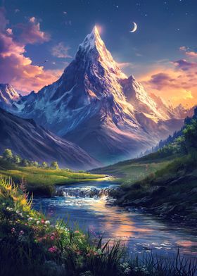 mountains and river