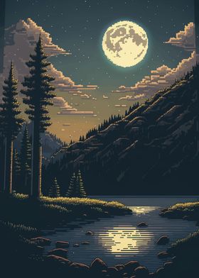 pixel art moon