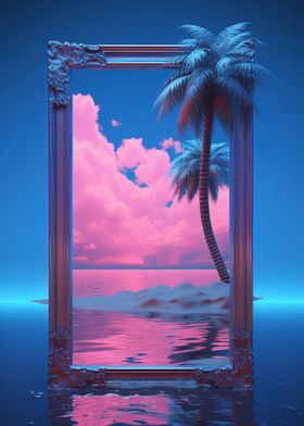 Neon Vaporwave mirror