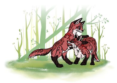 Tribal Fox Cubs Playing