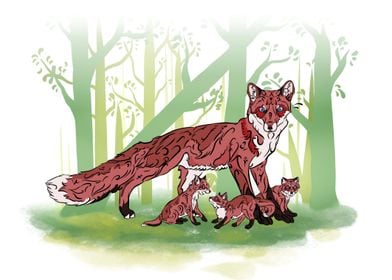 Tribal Style Fox Family