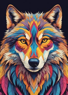 Colorful Wolf Illustration