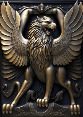 Griffin Gold Relief Deco
