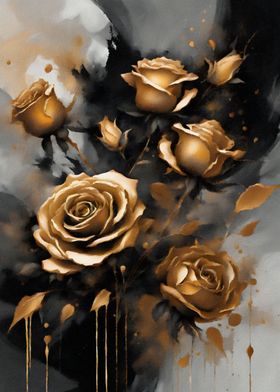 Golden Roses Abstract