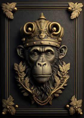 Monkey Gold Relief Deco