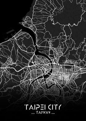 Taipei City Map Black