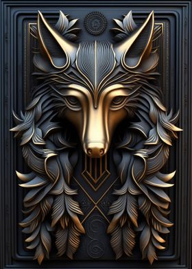 Wolf Gold Relief Deco