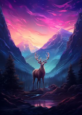 Deer in mountains