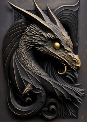 Dragon Gold Relief Deco