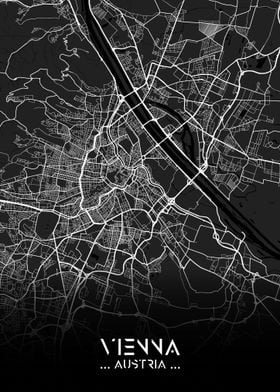 Vienna City Map Black