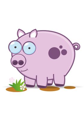 Cute Pig in mud
