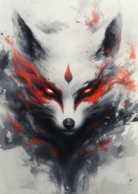 kitsune fox painting