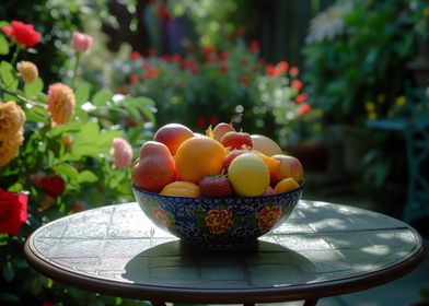 Fruit bowl in garden