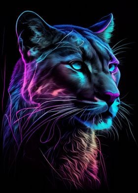 Neon Cougar Portrait