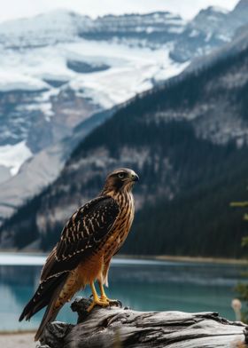 Hawk Near Lake Nature