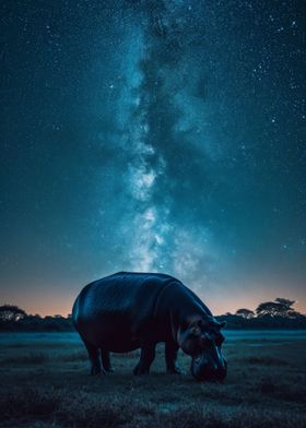 African Hippo Starry Sky