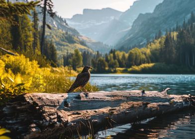 Hawk On A Log Forest