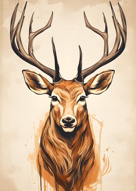 Minimalist Deer Portrait