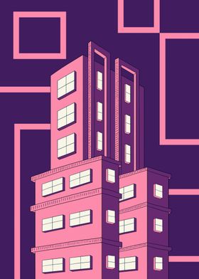 Pink Neon Modern Building