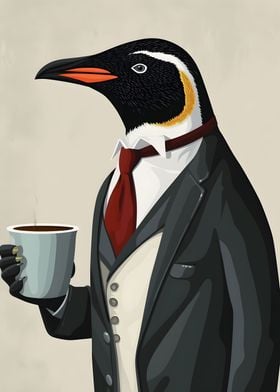Penguin Coffee Retro