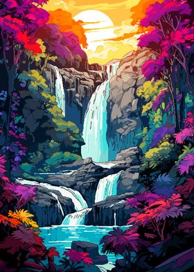 Retro Waterfall Pixel Art